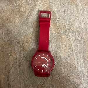 tommy Hilfiger red quarts watch with silicone strap